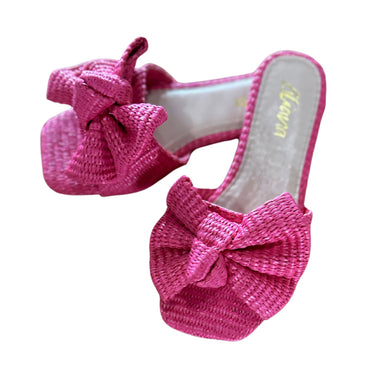 Pink Raffia Bow Sandals