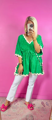 The Ric Rac Cover Up/ Top in Kelly Green