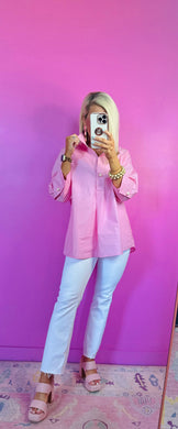 The Pearl Poplin Top in Baby Pink