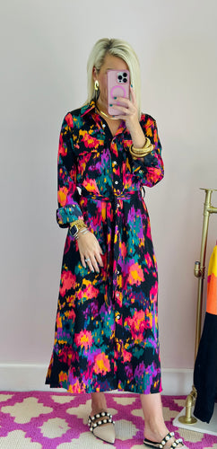 Colorful Midi Shirt Dress