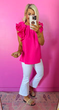 The Ruffle Sleeve Top in Pink