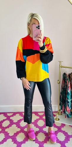 Fun Colors Abstract Sweater Top