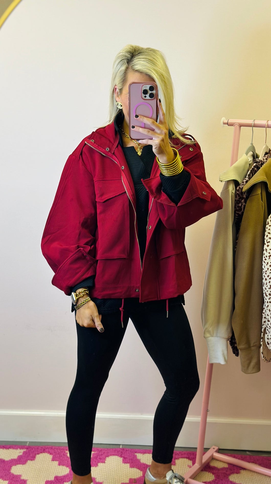 The Deep Red Cargo Jacket Top