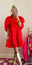 Ruffle Puff Sleeve Dress in Tomato Red by Karlie