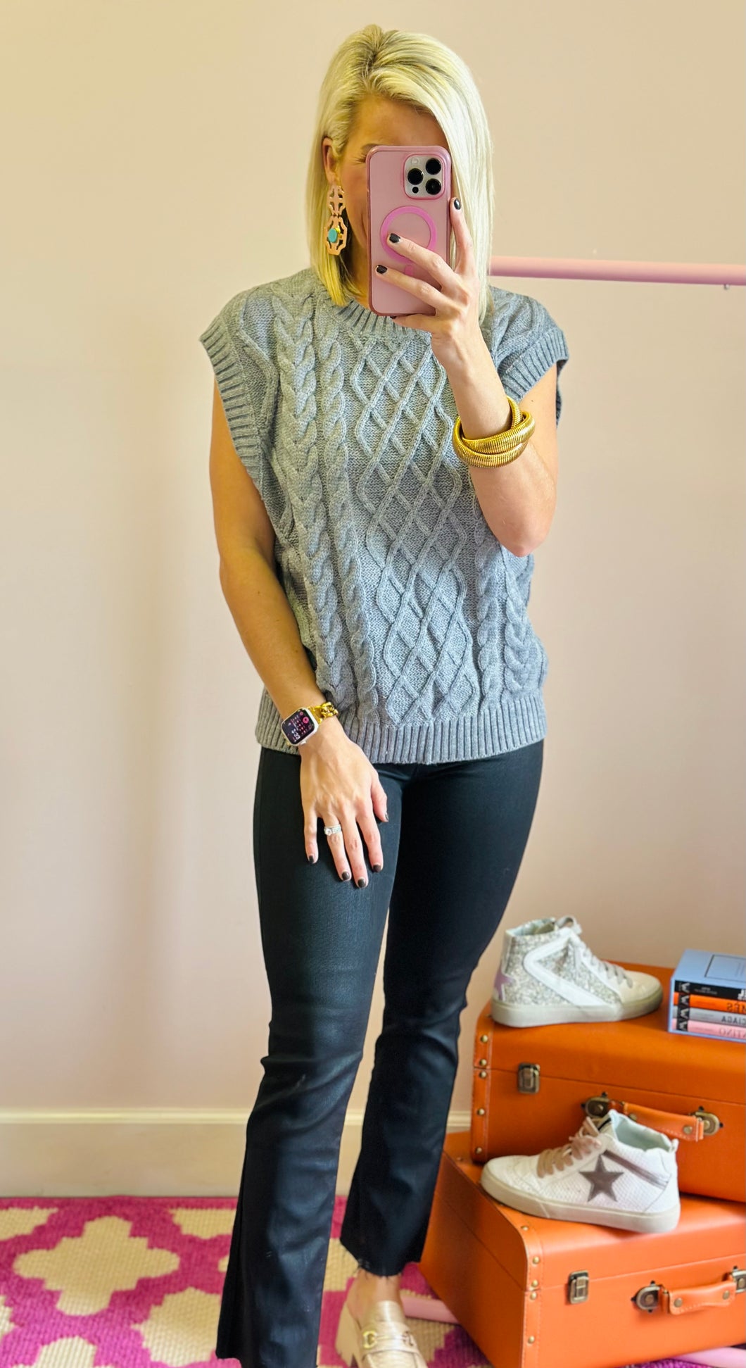 The Grey Cable Sweater Top