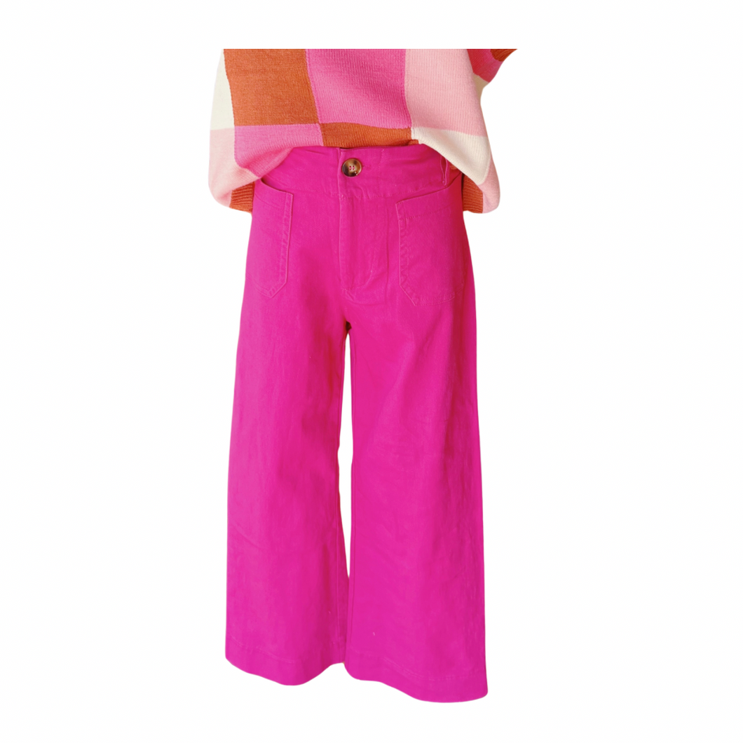 Berry Crop Flare Pants