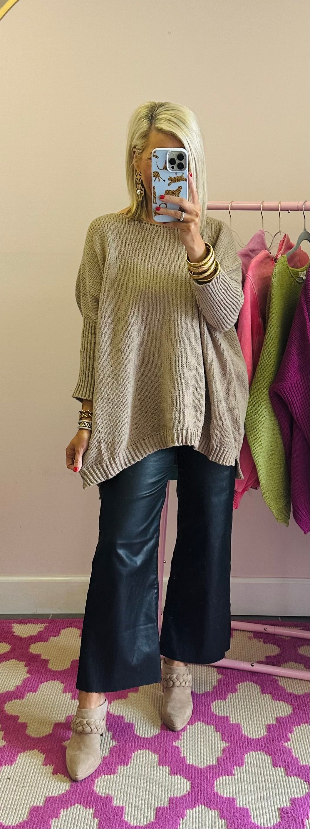 The Chunky Knit Sweater Top in Light Mocha