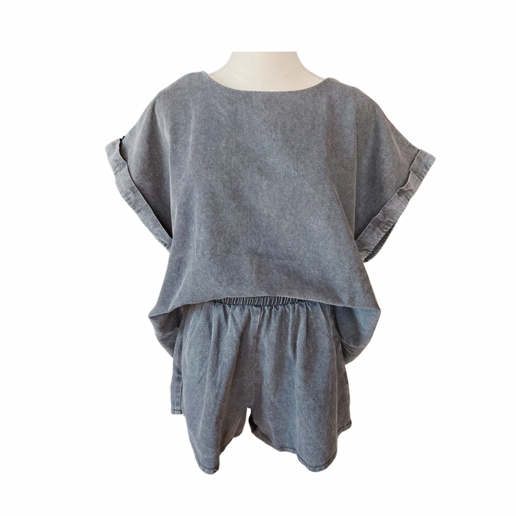 Charcoal Denim Top & Short set