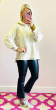 Raw Edge Hooded Top in Stone