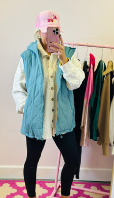 The Quilted Vest Top in Teal