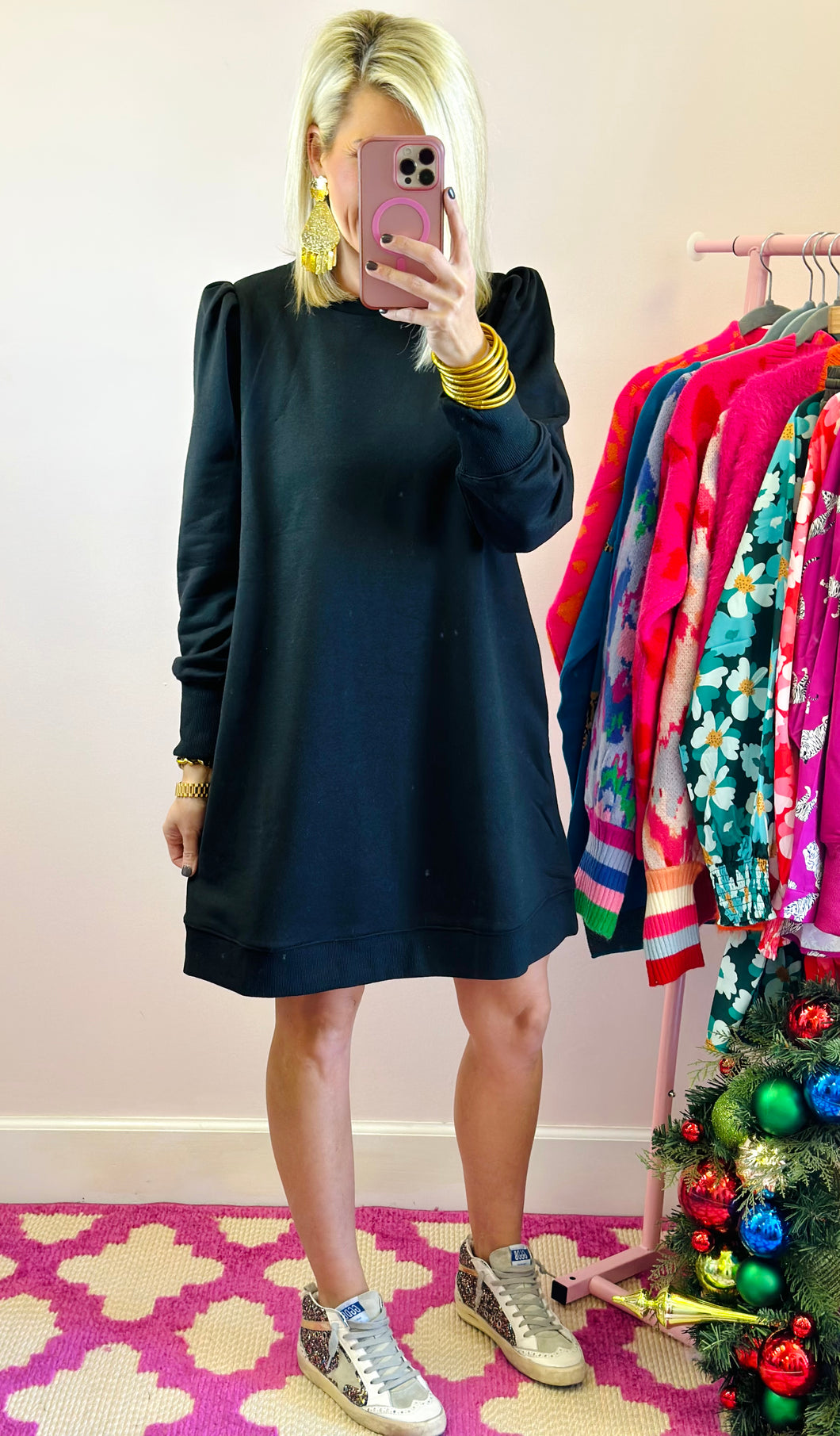 The Everyday Puff Sleeve Dress in Black