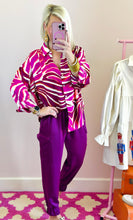 The Magenta Printed Button Top