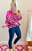 The Magenta Printed Button Top
