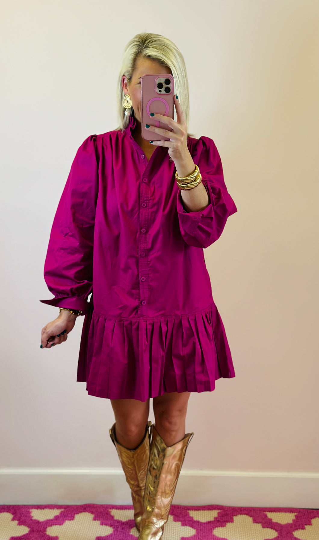 The Berry Pleated Dress