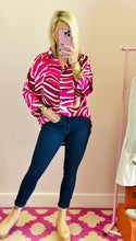 The Magenta Printed Button Top