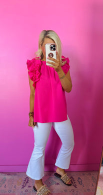 The Ruffle Sleeve Top in Pink