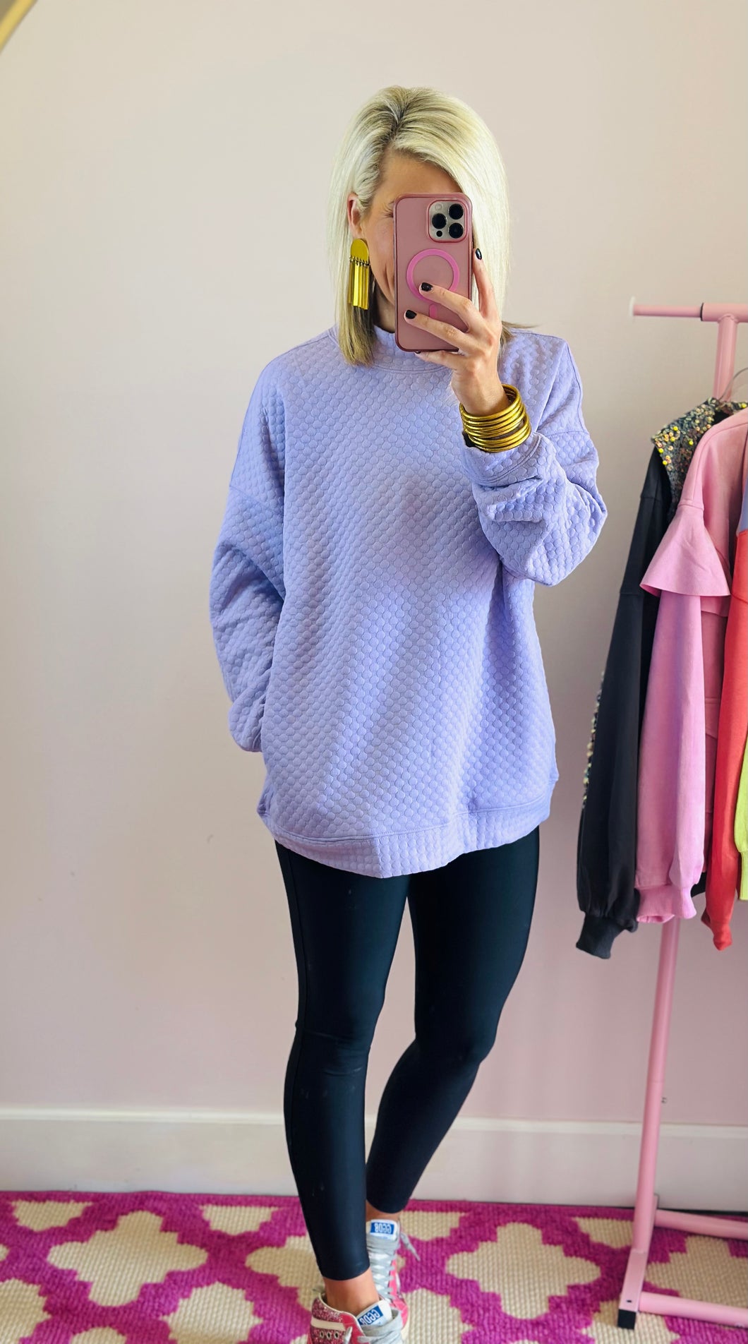The Textured Pullover Top in Lavender