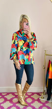 Retro Fall Top - Brown & Coral Combo