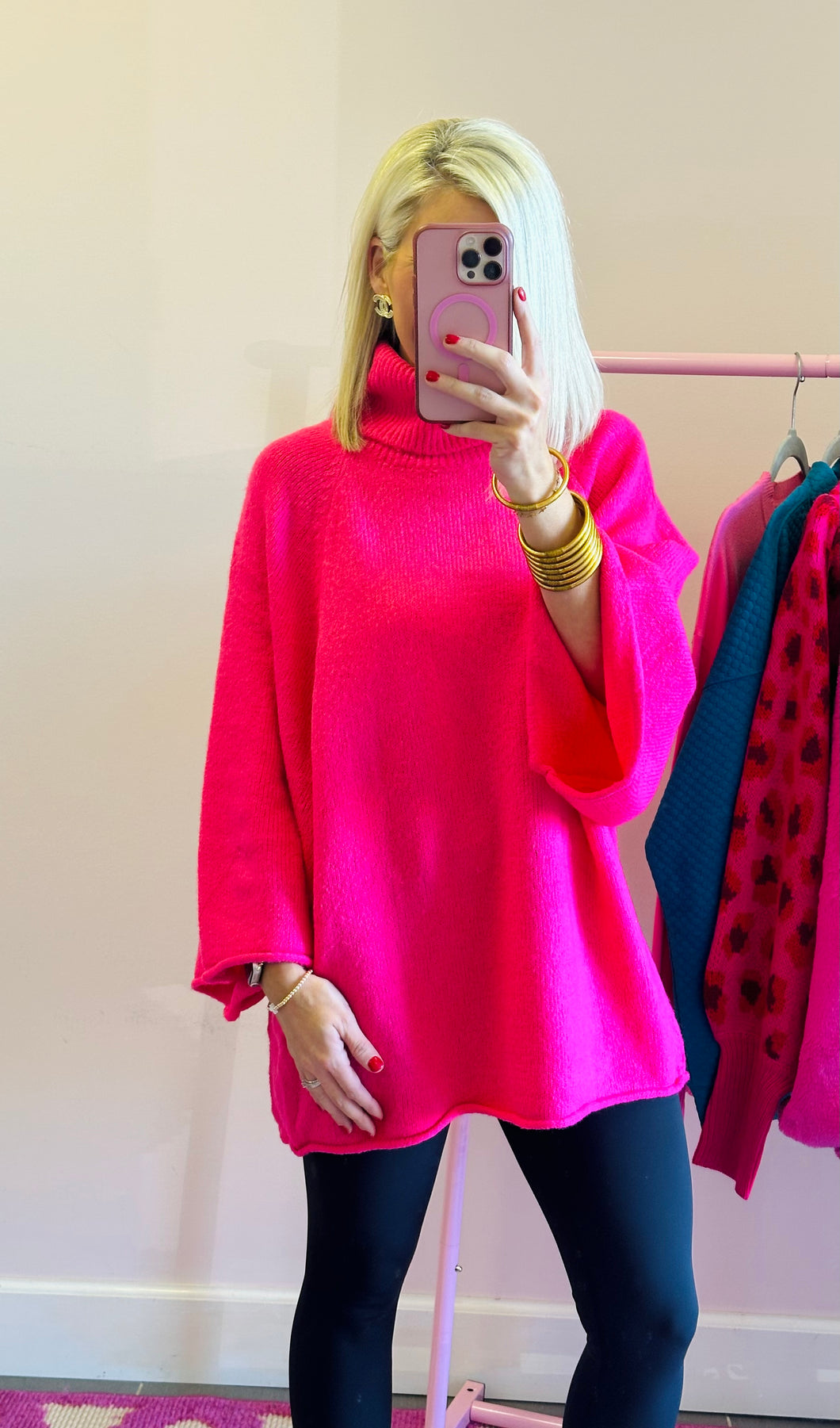 Hot pink hotsell tunic sweater