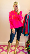 Pink & Orange Printed Sweater Top