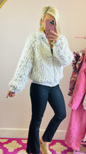 The Fuzzy Jacket Top in Light Grey/White