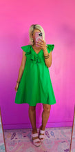 The Ruffle Collar Dress in Kelly Green