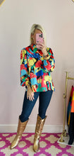 Retro Fall Top - Brown & Coral Combo