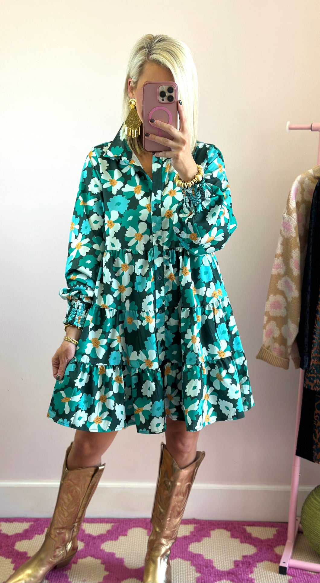 The Shades of Green Floral Dress