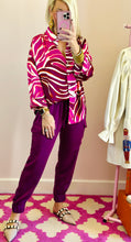 The Magenta Printed Button Top