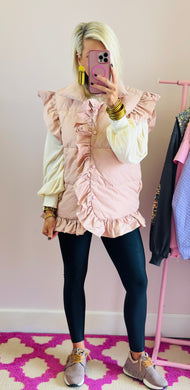 The Blush Ruffle Puffer Vest- Top