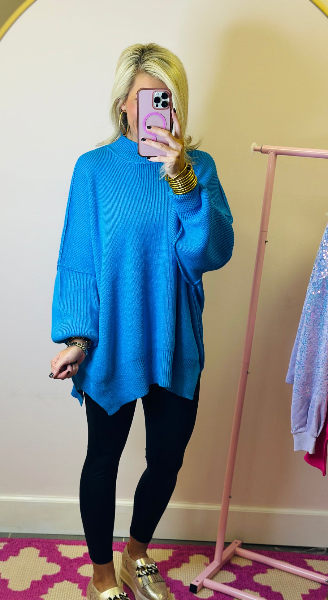 The Oversized Sweater Top in Blue