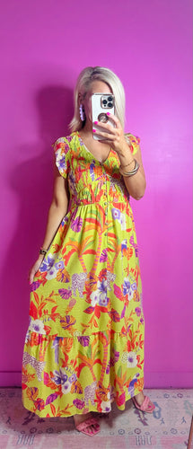 The Tropical Dress in Lime