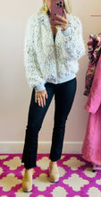 The Fuzzy Jacket Top in Light Grey/White