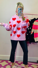 I Heart You Sweater Top in Pink & Red