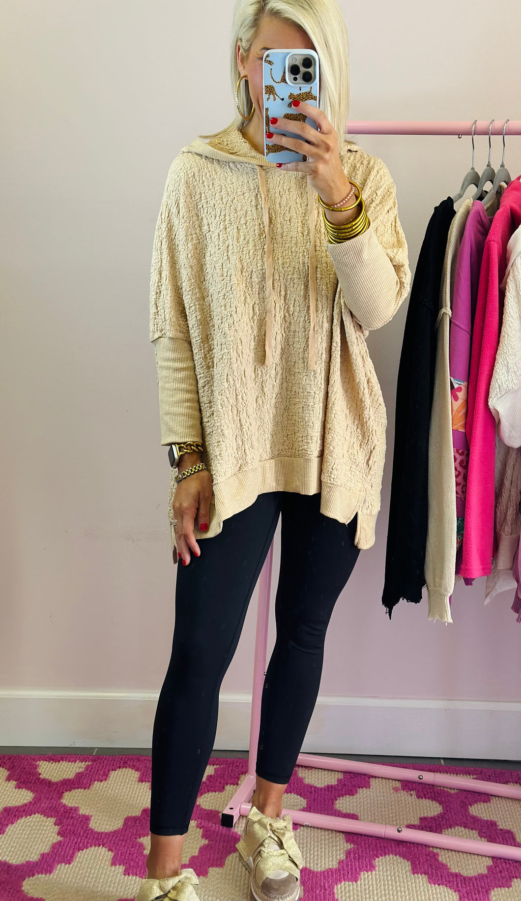 The Textured Pullover Top in Beige