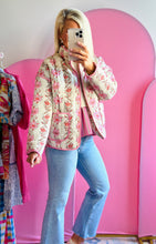 The Pink & Orange Floral Quilted Jacket in Ivory