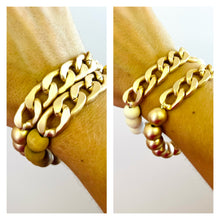 Bead & Gold Chain Bracelet Set of 2