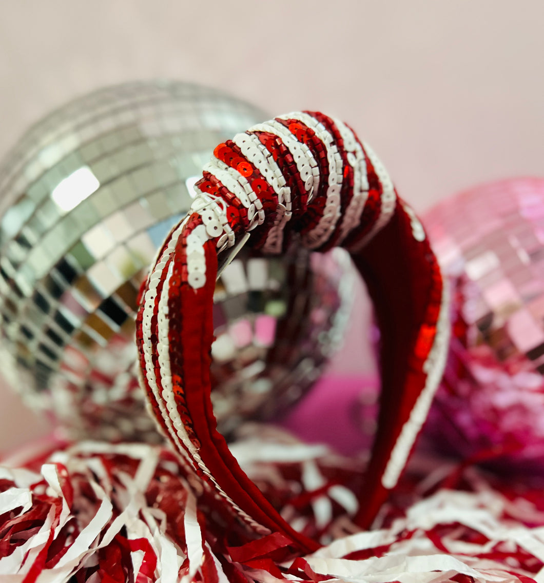 Crimson & White Sequin Headband