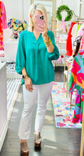 The Best Basic Satin Blouse Top in Emerald