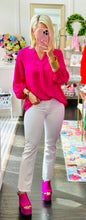 The Best Basic Satin Blouse Top in Magenta