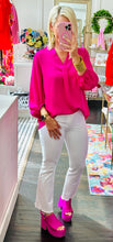 The Best Basic Satin Blouse Top in Magenta