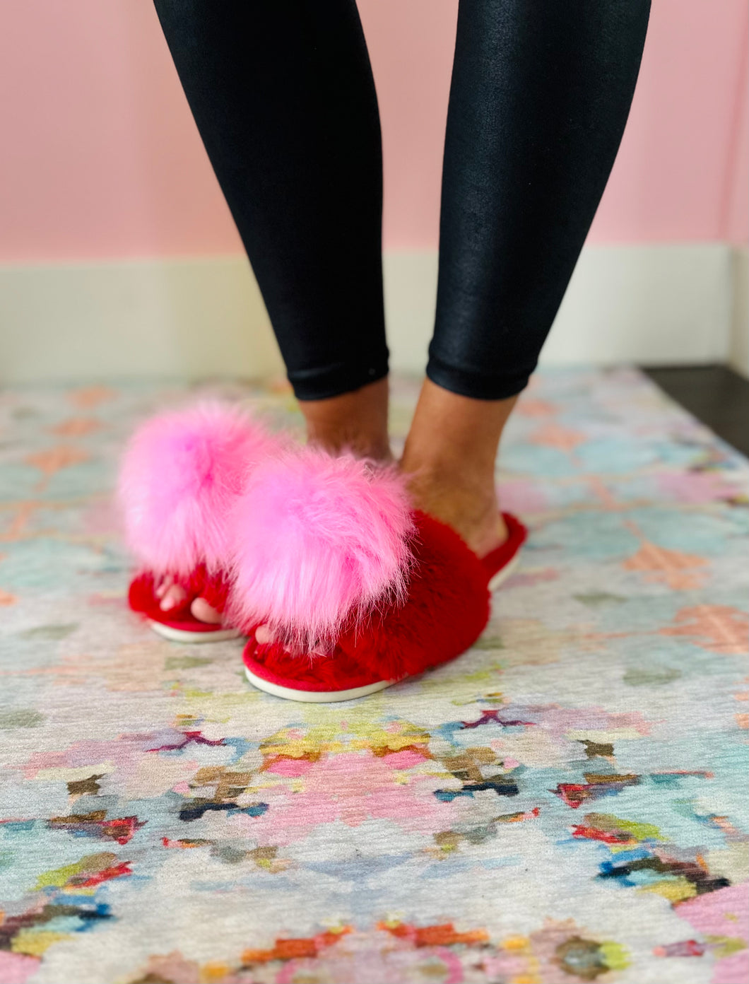 The Red Pom Slipper Shoes